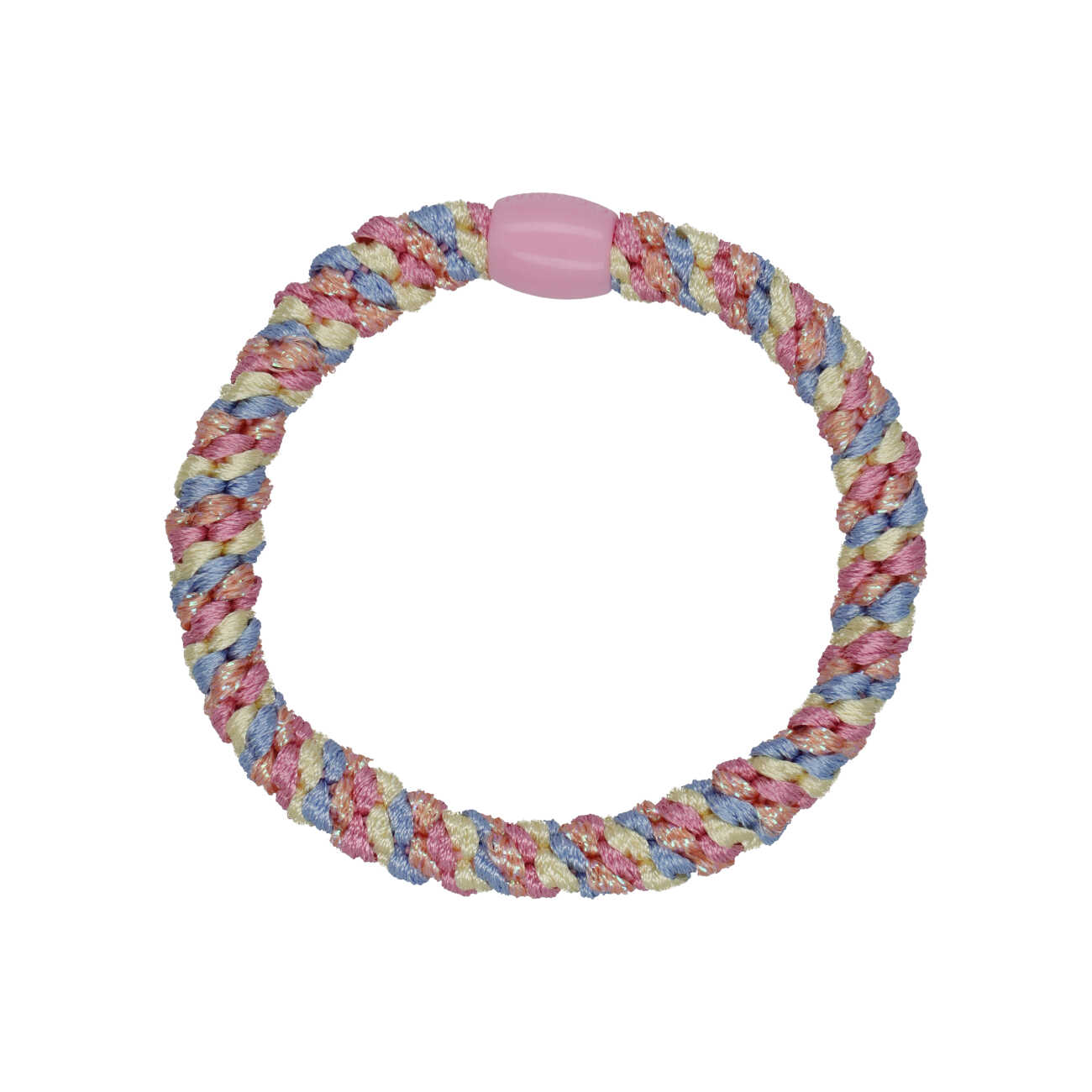Flettet Hårelastik - Multi Babyblue, pink & yellow