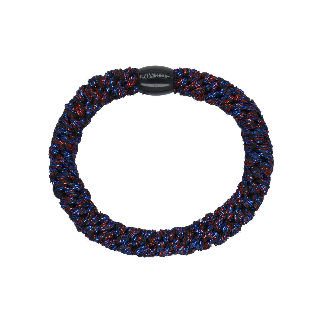 Flettet Hårelastik - Glitter Navy/Red mix