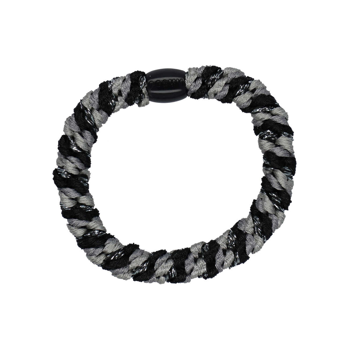 Flettet Hårelastik - Multi Black, Grey & Glitter