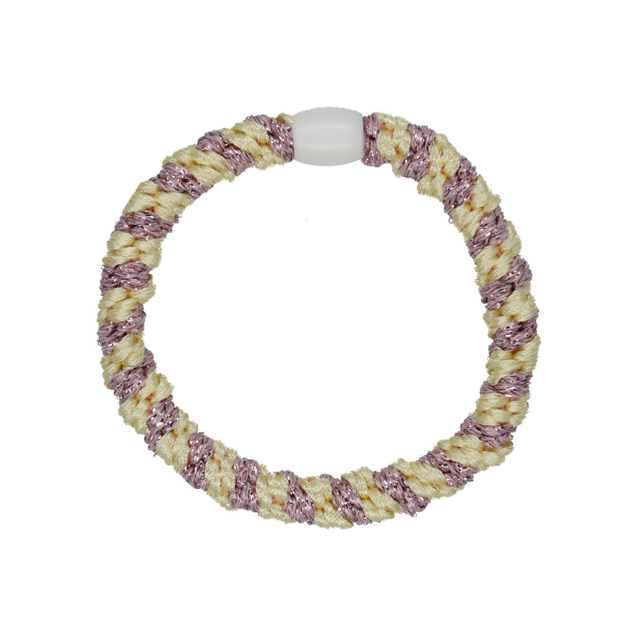 Flettet Hårelastik - Multi Light Yellow, Rosa Glitter
