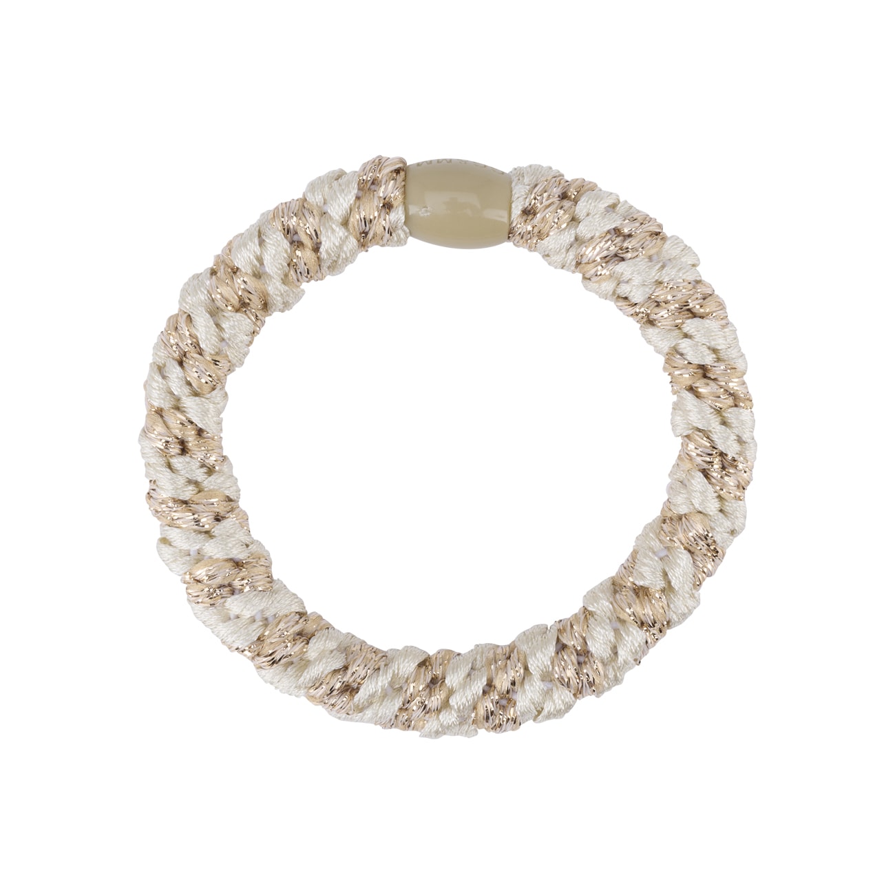 Flettet Hårelastik - Multi Beige/Guld glitter
