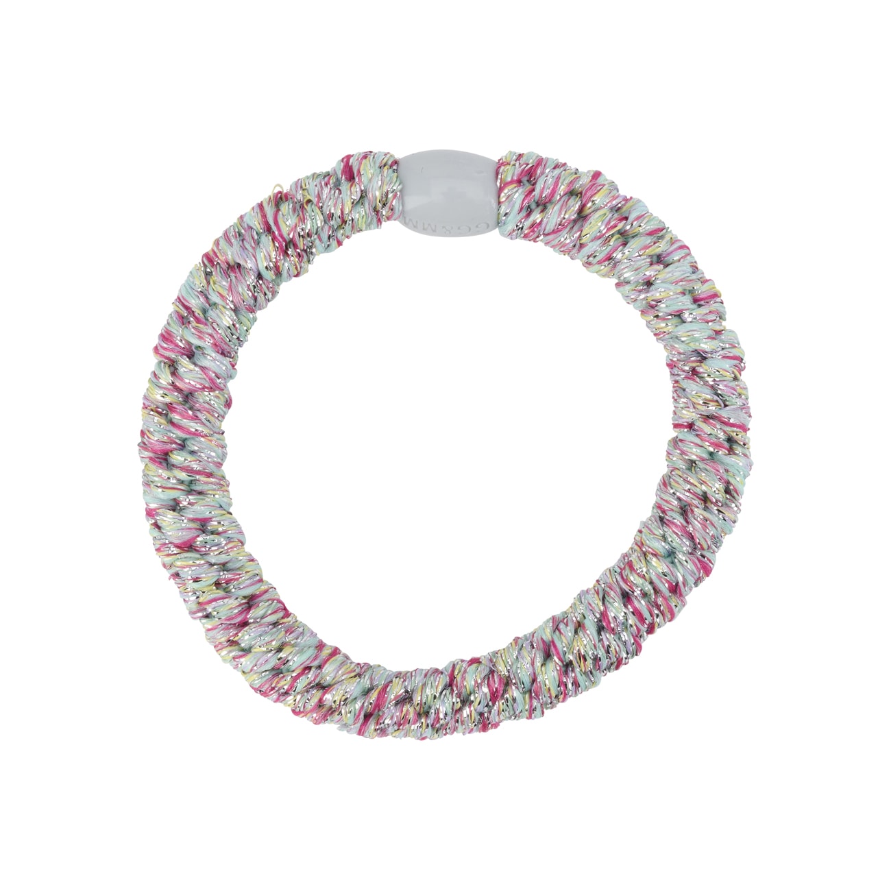 Flettet Hårelastik - Glitter Pink, Gul, sølv Metallic