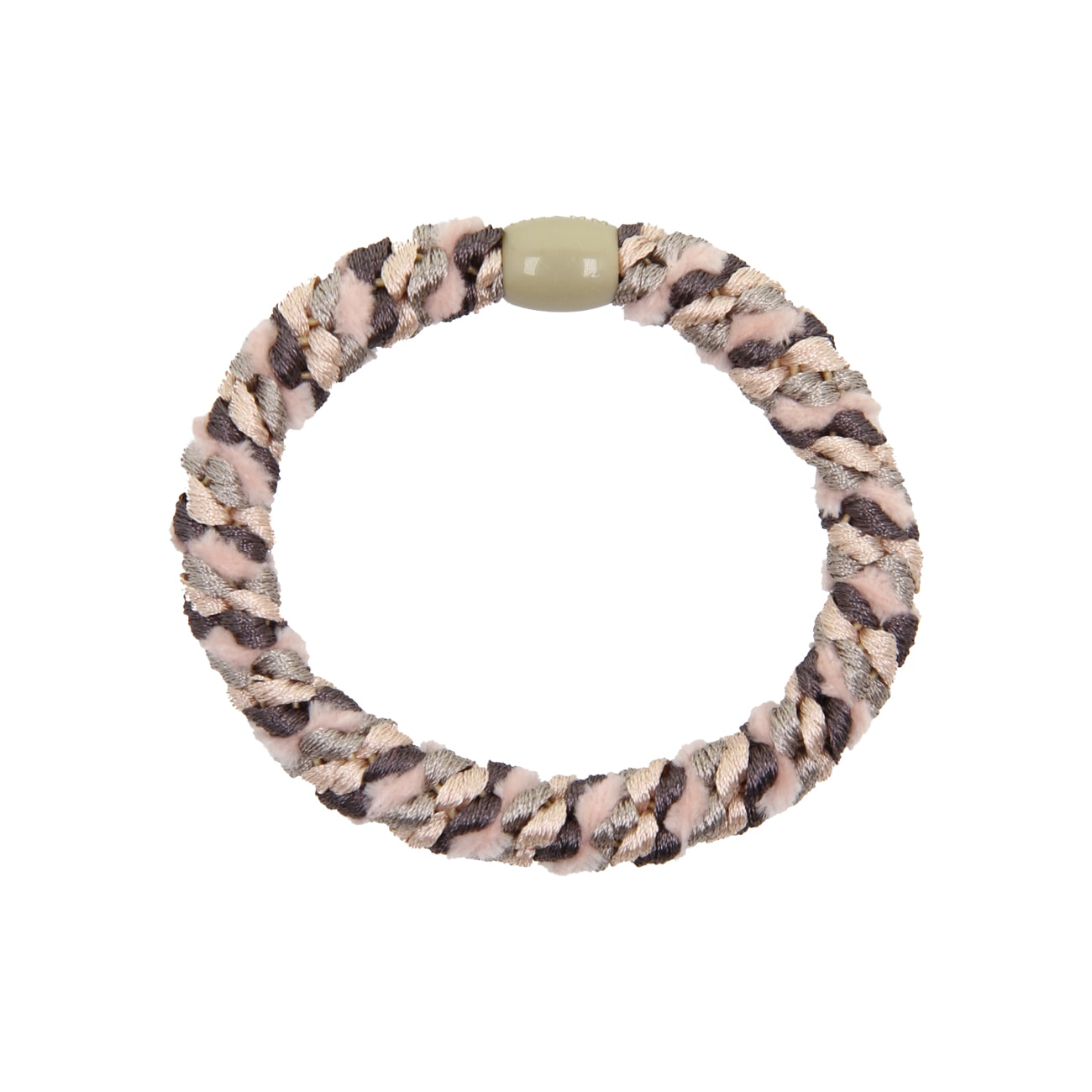 Flettet Hårelastik - Velour mix - Lyserød/Grå