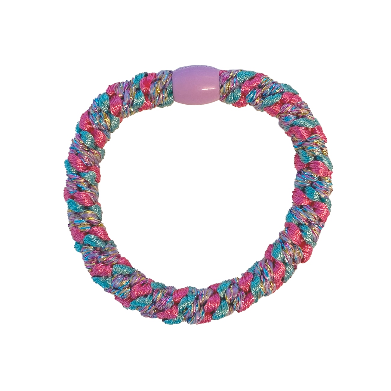 Flettet Hårelastik - Pink, Grøn, Glimmer