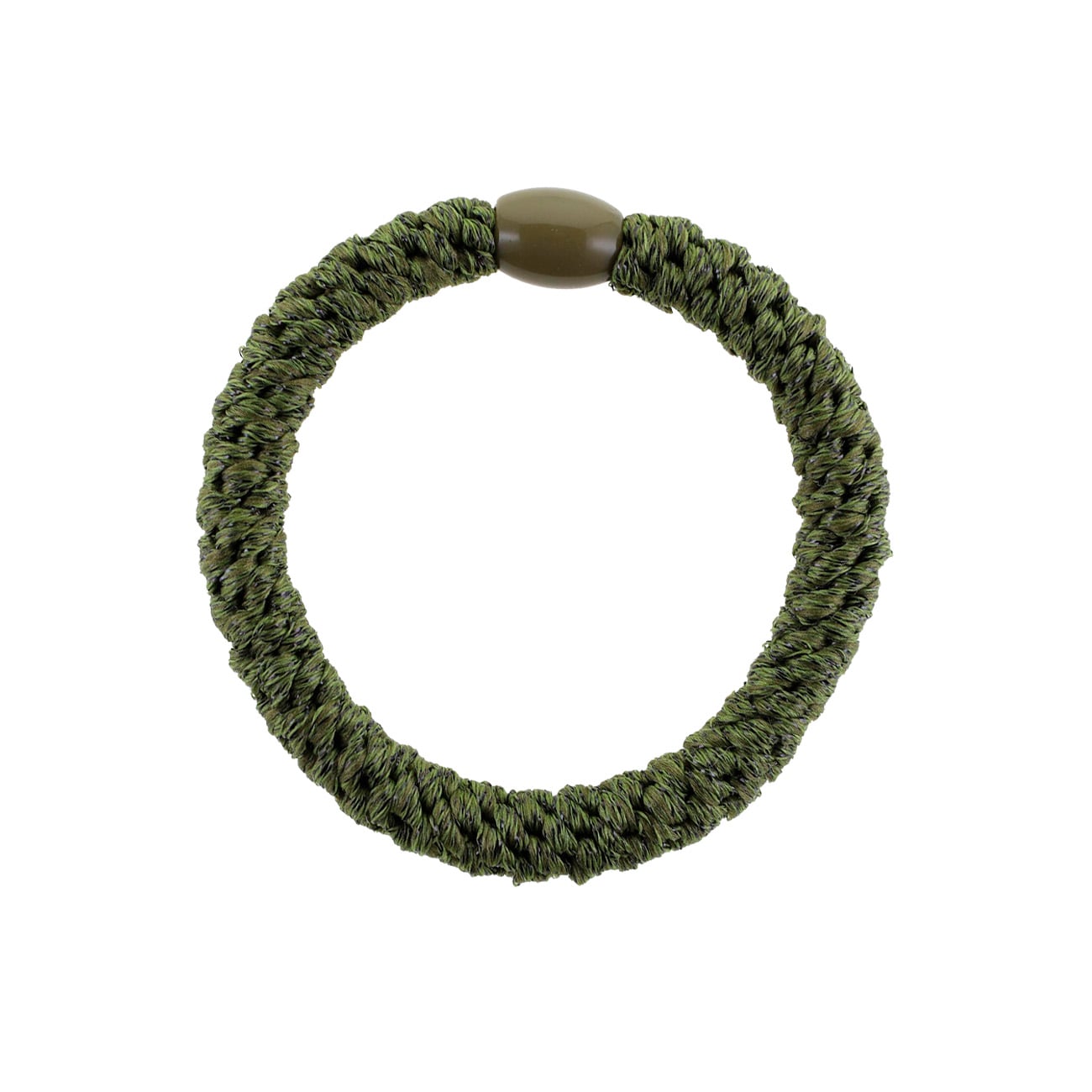 Flettet Hårelastik - Skovgrøn Glitter