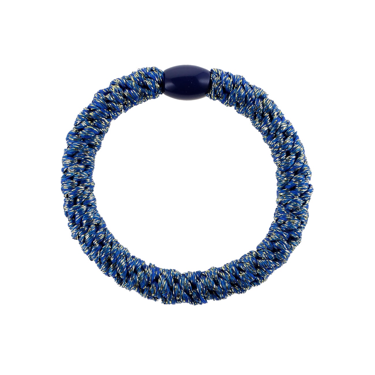 Flettet Hårelastik - Kongeblå Glitter