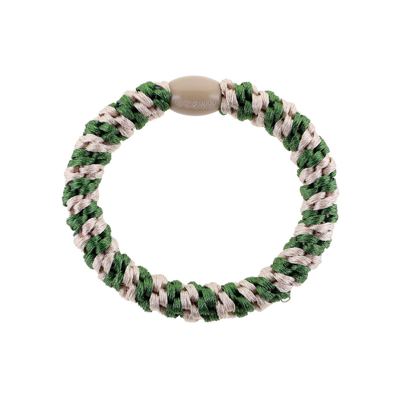 Flettet Hårelastik - Skovgrøn/Sand