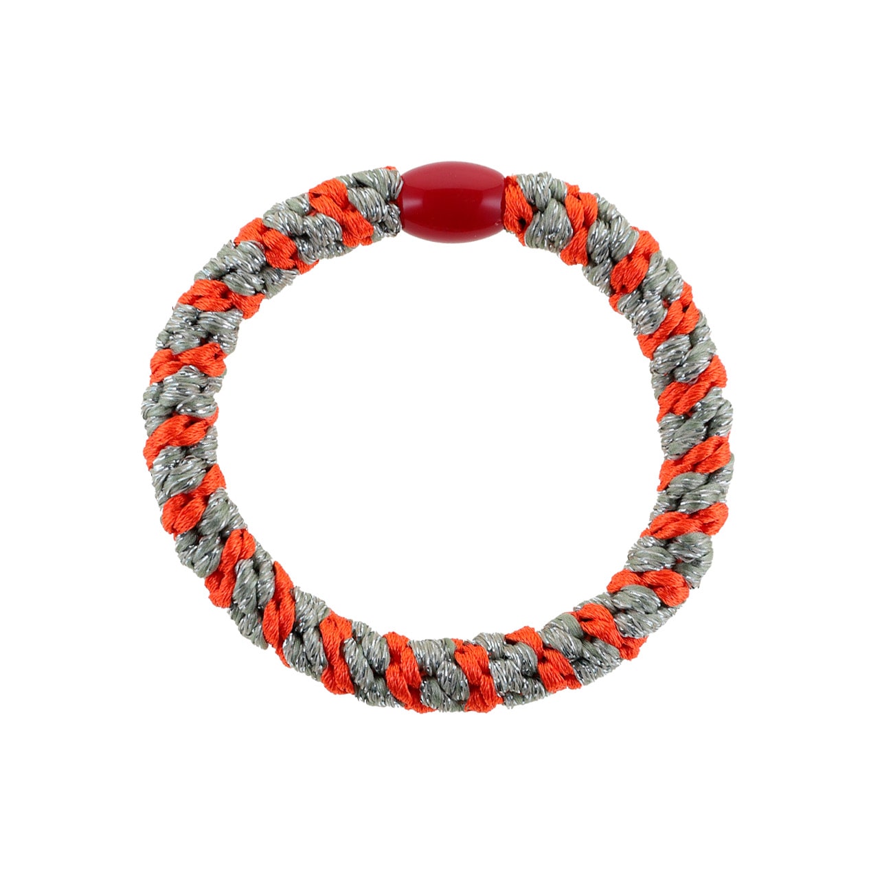 Flettet Hårelastik - Orange/Grå Glitter