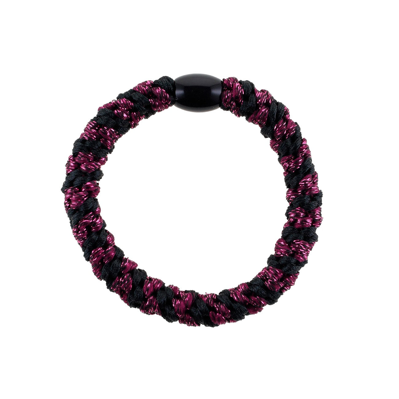 Flettet Hårelastik - Sort/Lilla Glitter