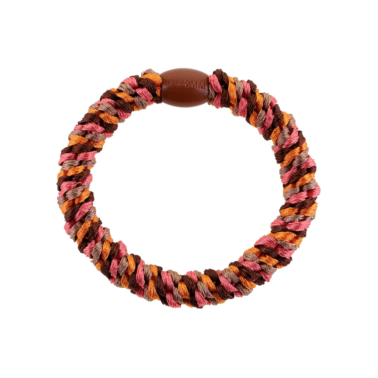 Flettet Hårelastik - Brun/Pink/Orange