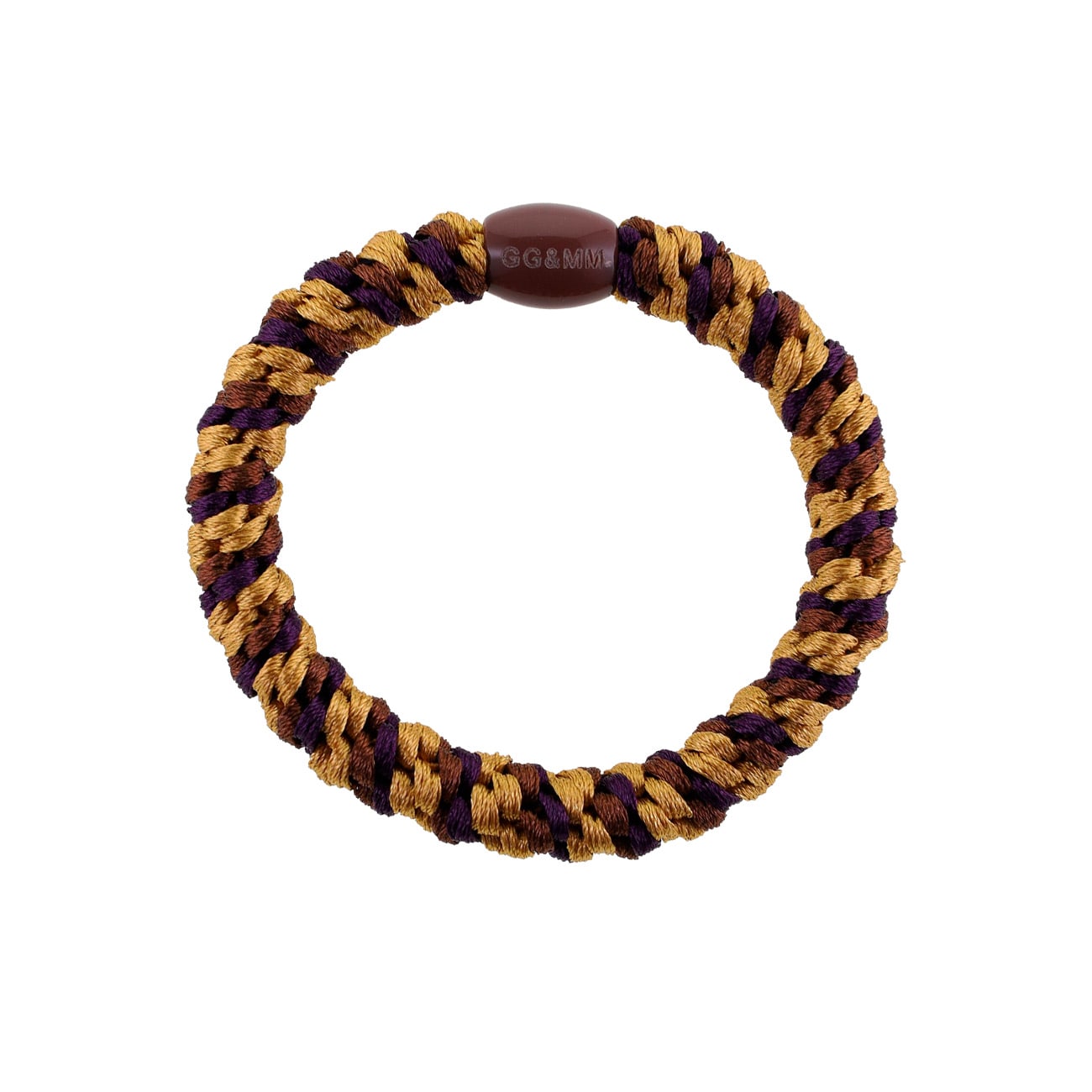 Flettet Hårelastik - Aubergine/Gylden