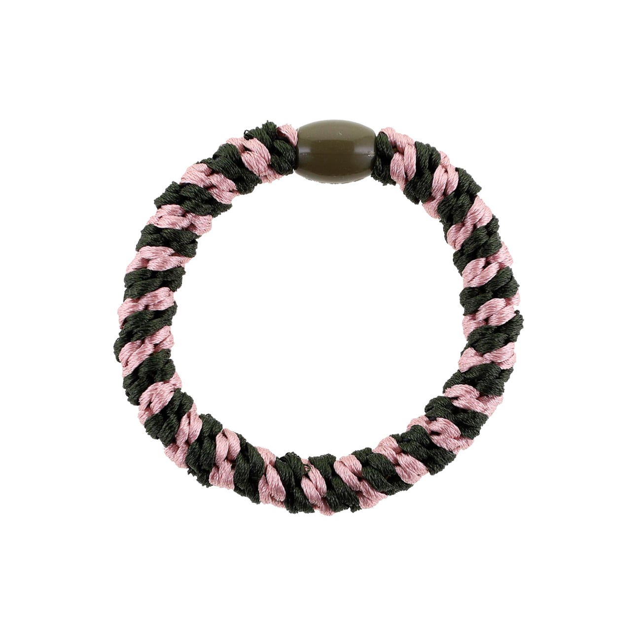Flettet Hårelastik - Skovgrøn/Rosa