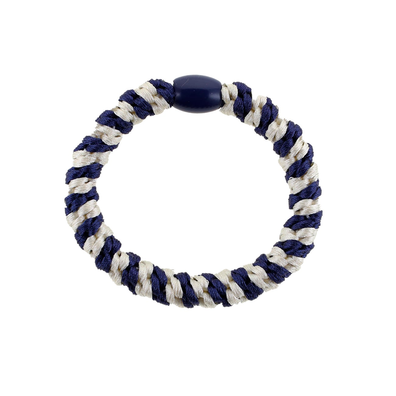 Flettet Hårelastik - Mørkeblå/Råhvid