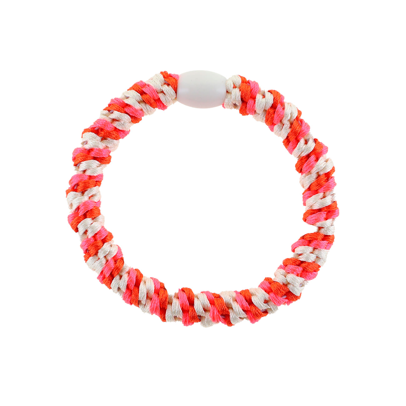 Flettet Hårelastik - Neon Pink/Rød/Råhvid