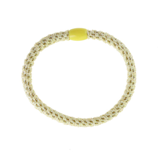 Flettet Hårelastik Tynd - Lys Gul Glitter