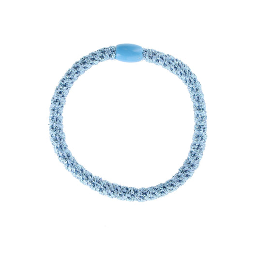 Flettet Hårelastik Tynd - Lys Blå Glitter