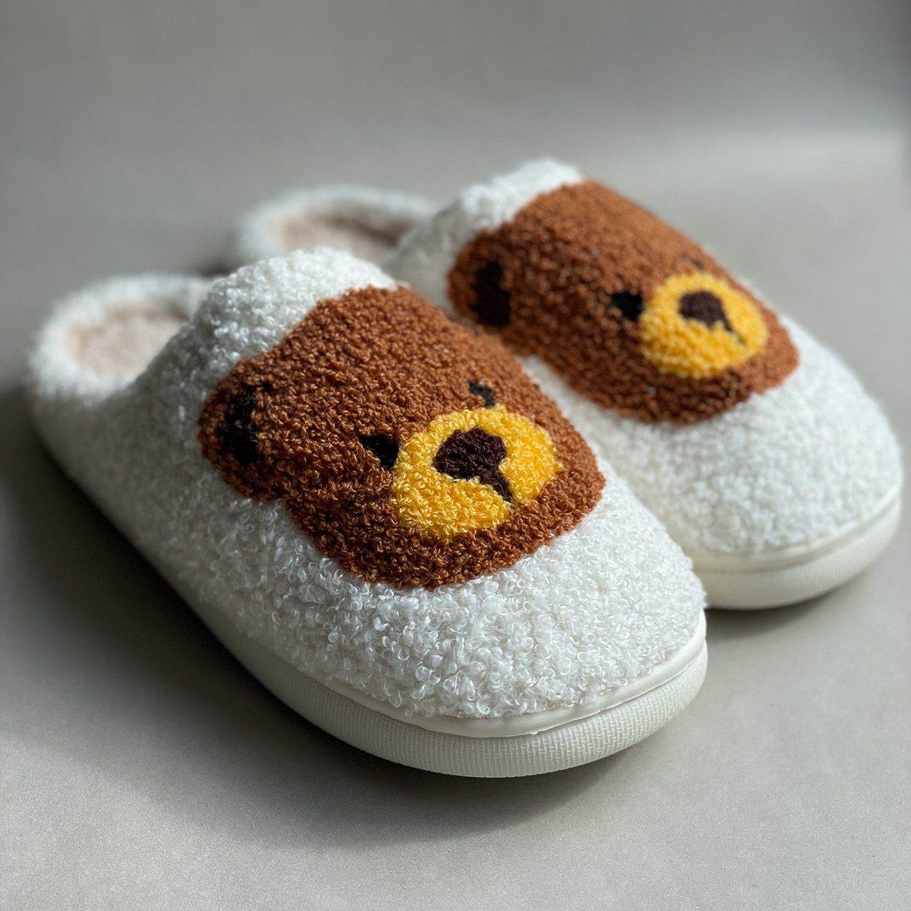 Slippers Bamser - Hvid/Brun