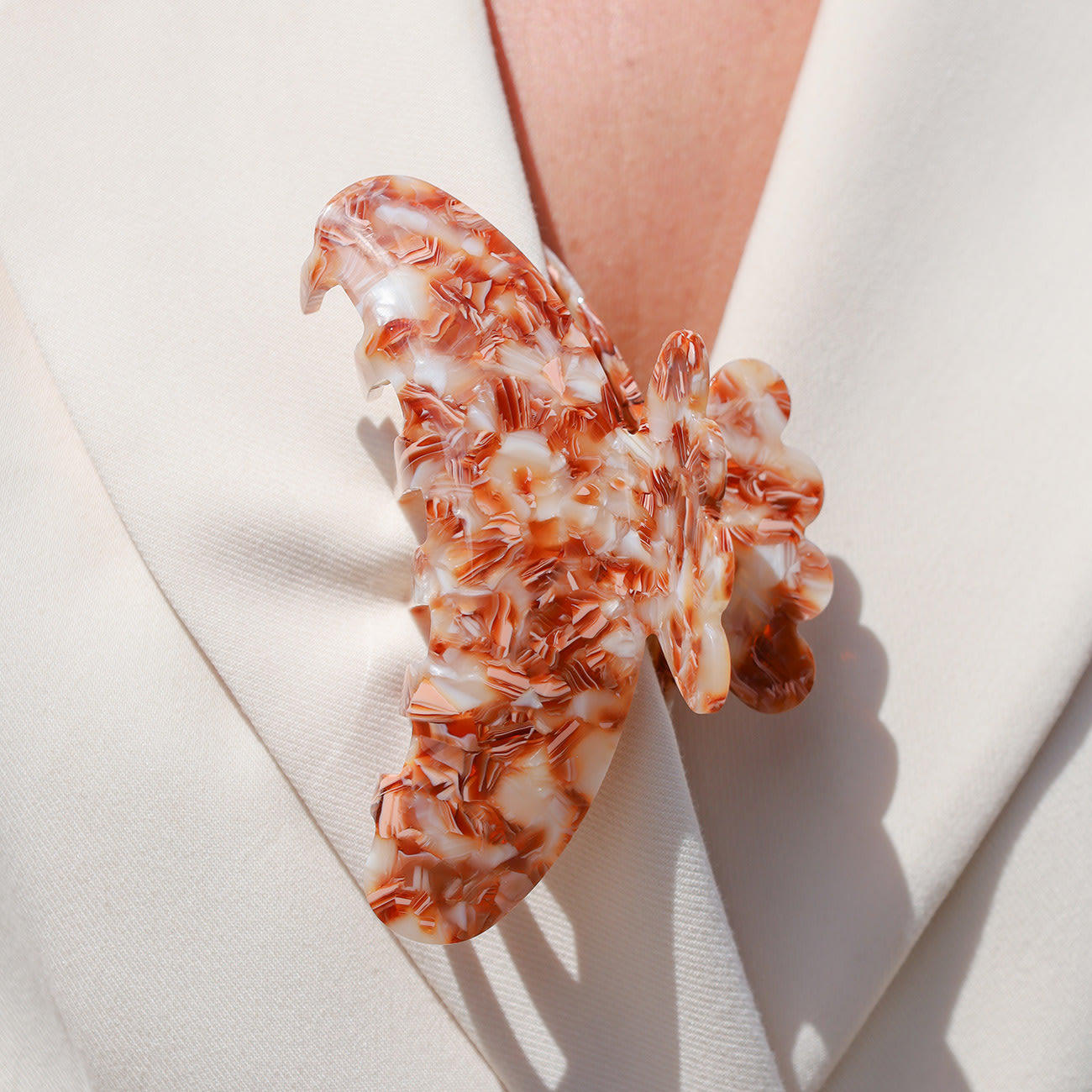 Agnes Hårklemme - Beige/Brun Meleret