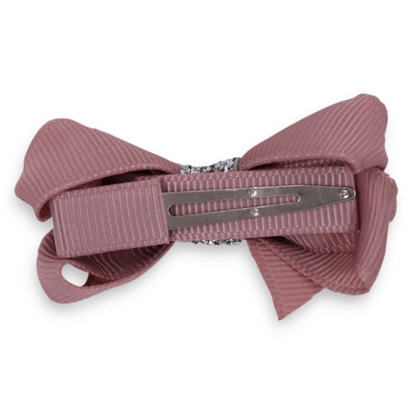 Klassisk Sløjfe - Antique Rose/Sølv Glitter - 6 cm