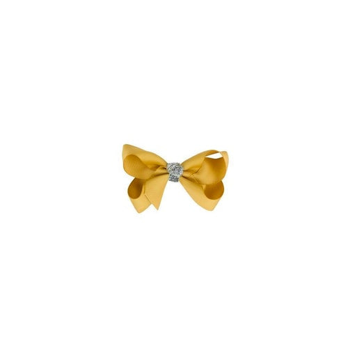 Klassisk Sløjfe - Dijon/Sølv Glitter - 6 cm
