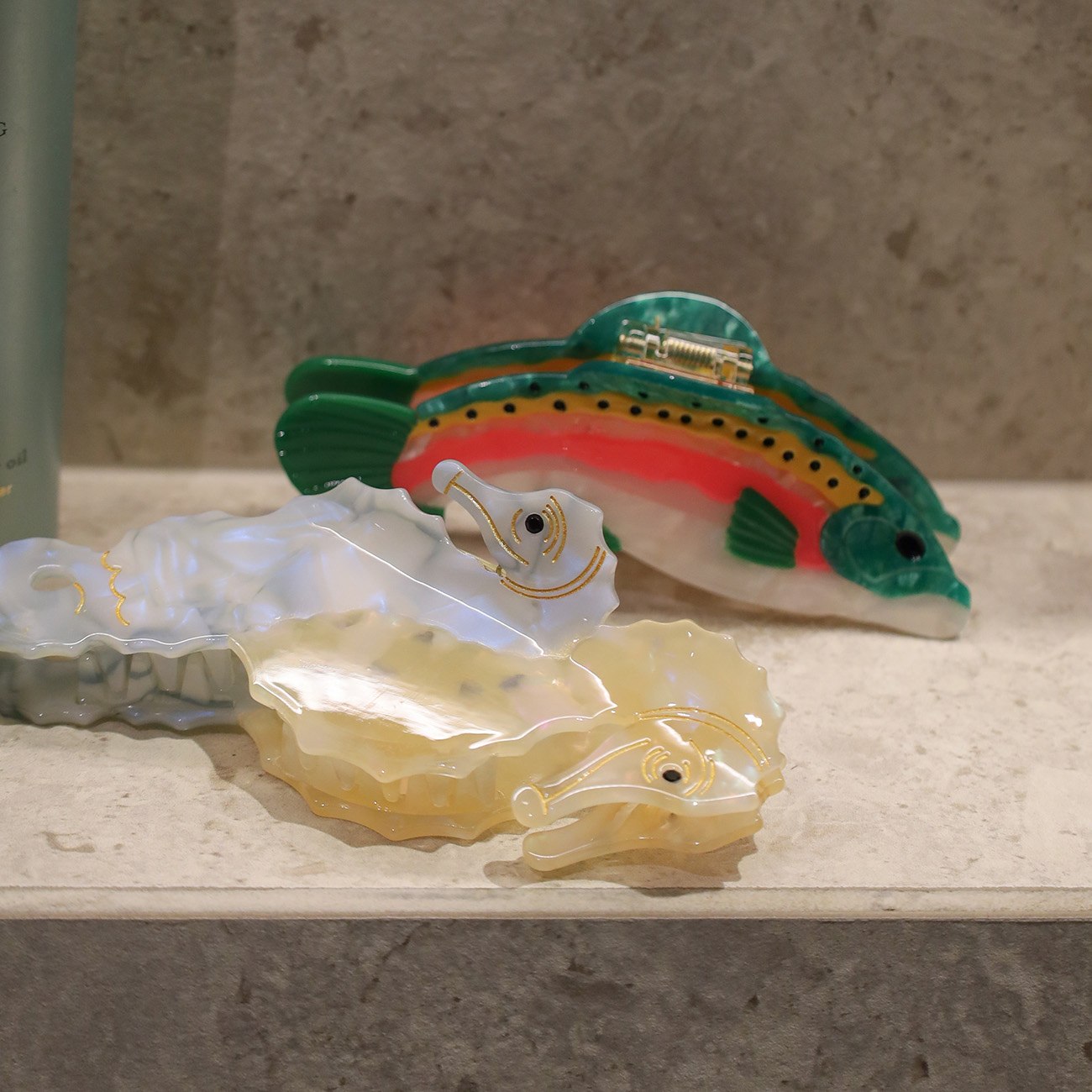 Søhest Hårklemme - Lyseblå/Beige