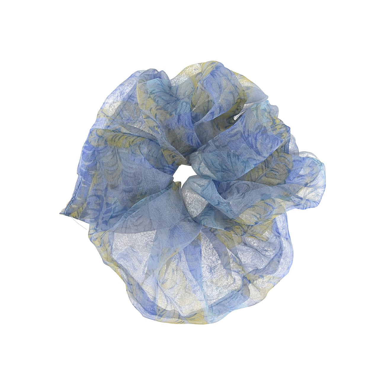 Naja Stor Scrunchie - Blå Blad