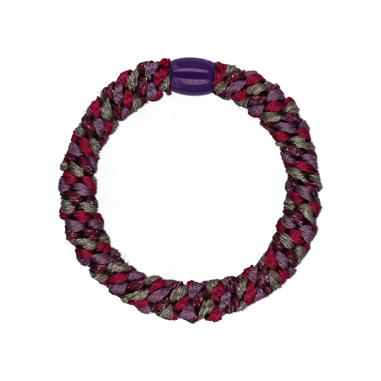 Flettet Hårelastik - Multi Purple, Bordeaux glitter