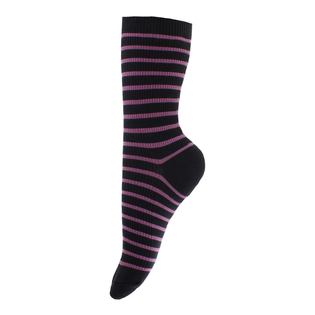 Strømper - Onesize - Smal Stribet Sort/Pink