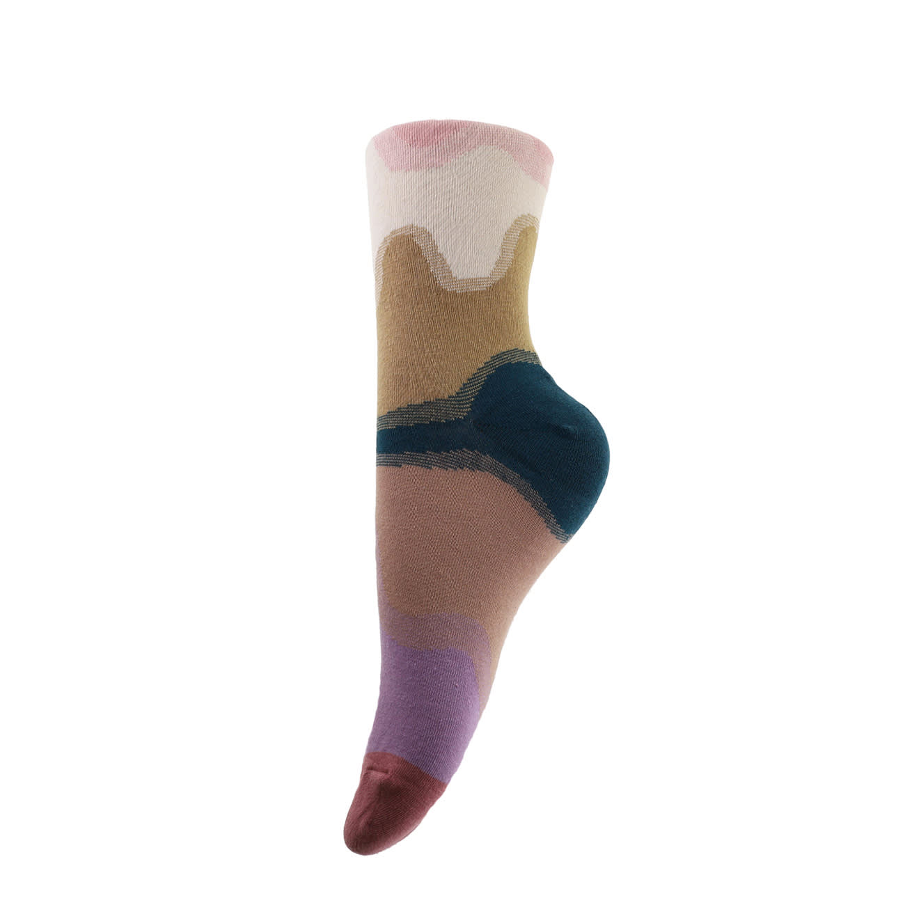 Strømper - Onesize - Bølger Rosa/Brun/Lilla