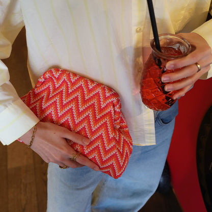 Alba Zig Zag Clutch - Pink/Orange