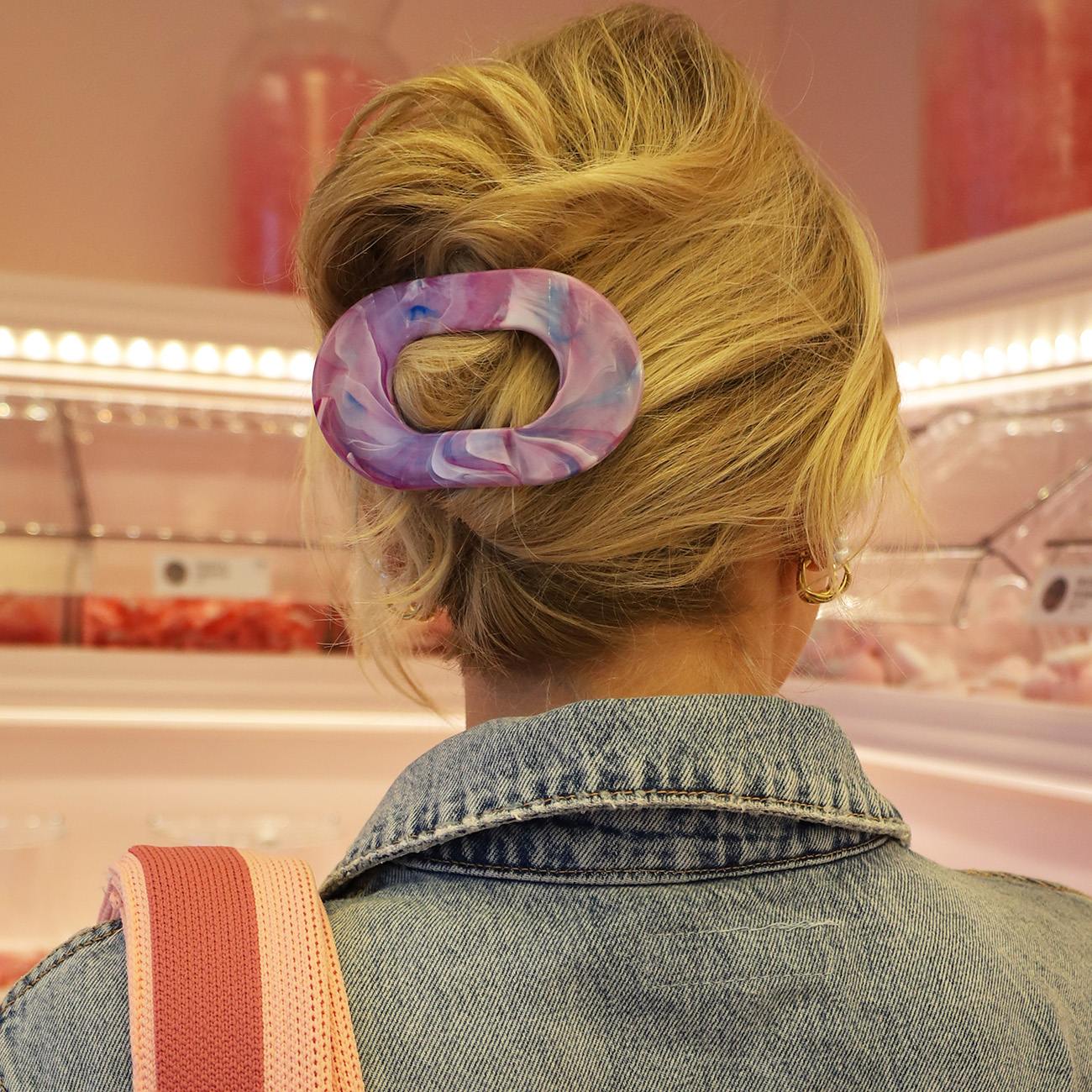 Eva Hårklemme - Mellem - Marmor Lilla/Blå