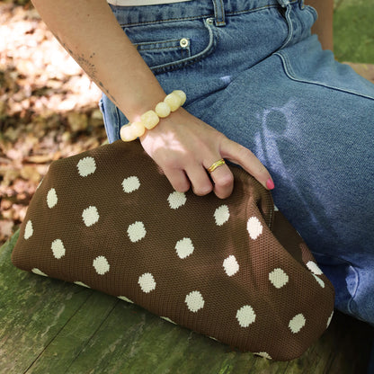 Alba Clutch - Prikker Brun/Creme
