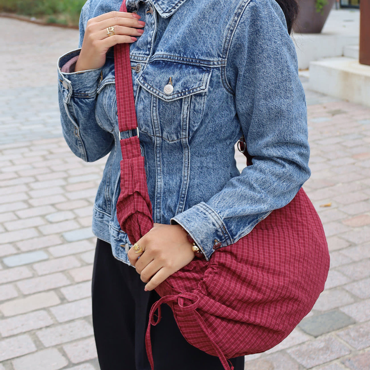 Nynne Bumbag - Vinrød Strib