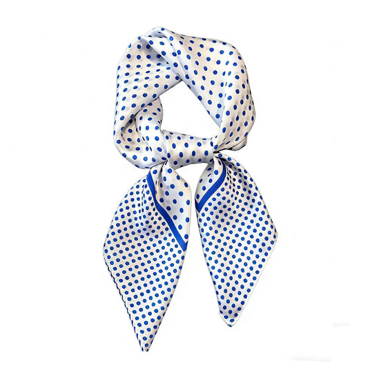 Callie Tørklæde - Hvid/Blå Prikker (FORUDBESTILLING)