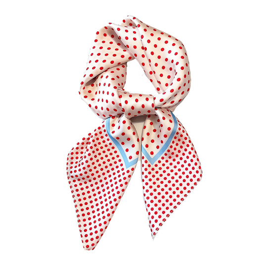 Callie Tørklæde - Råhvid/Rød Prikker (FORUDBESTILLING)