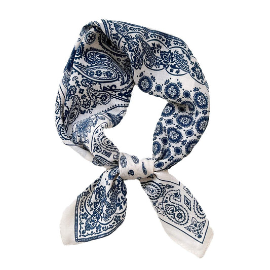 Tiana Tørklæde - Råhvid/Blå