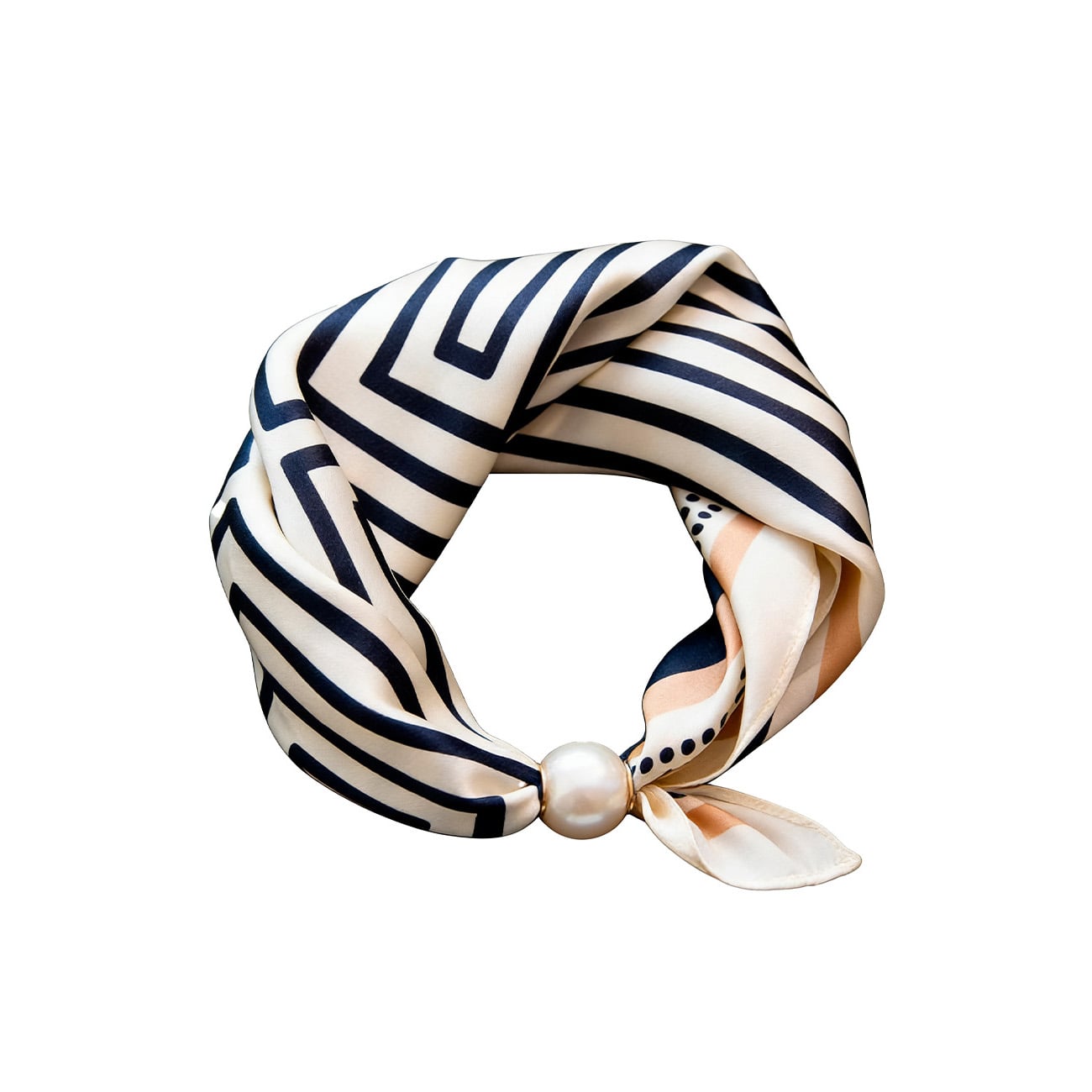 Nova Tørklæde - Råhvid/Navy (FORUDBESTILLING)