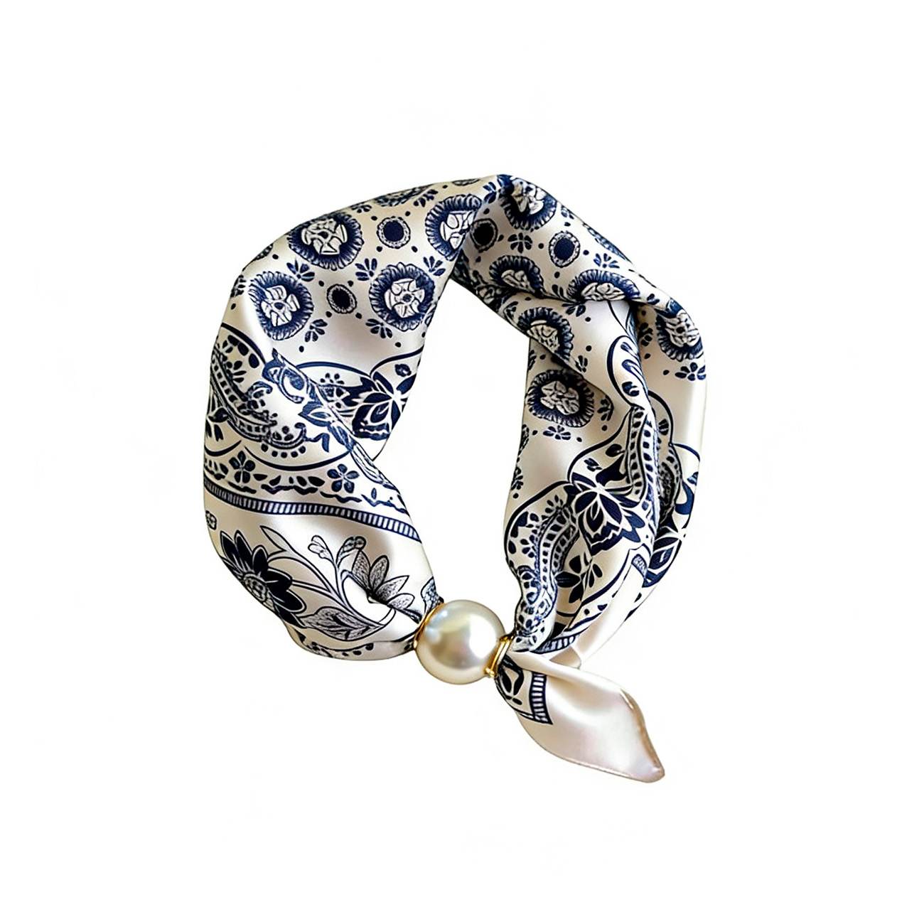 Nova Tørklæde - Råhvid/Navy (FORUDBESTILLING)