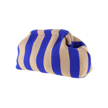 Alba Clutch - Beige/Kobolt Stribet