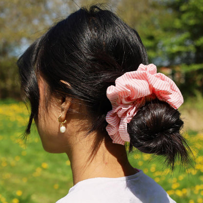 Isabella Scrunchie - Rosa/Hvid Strib
