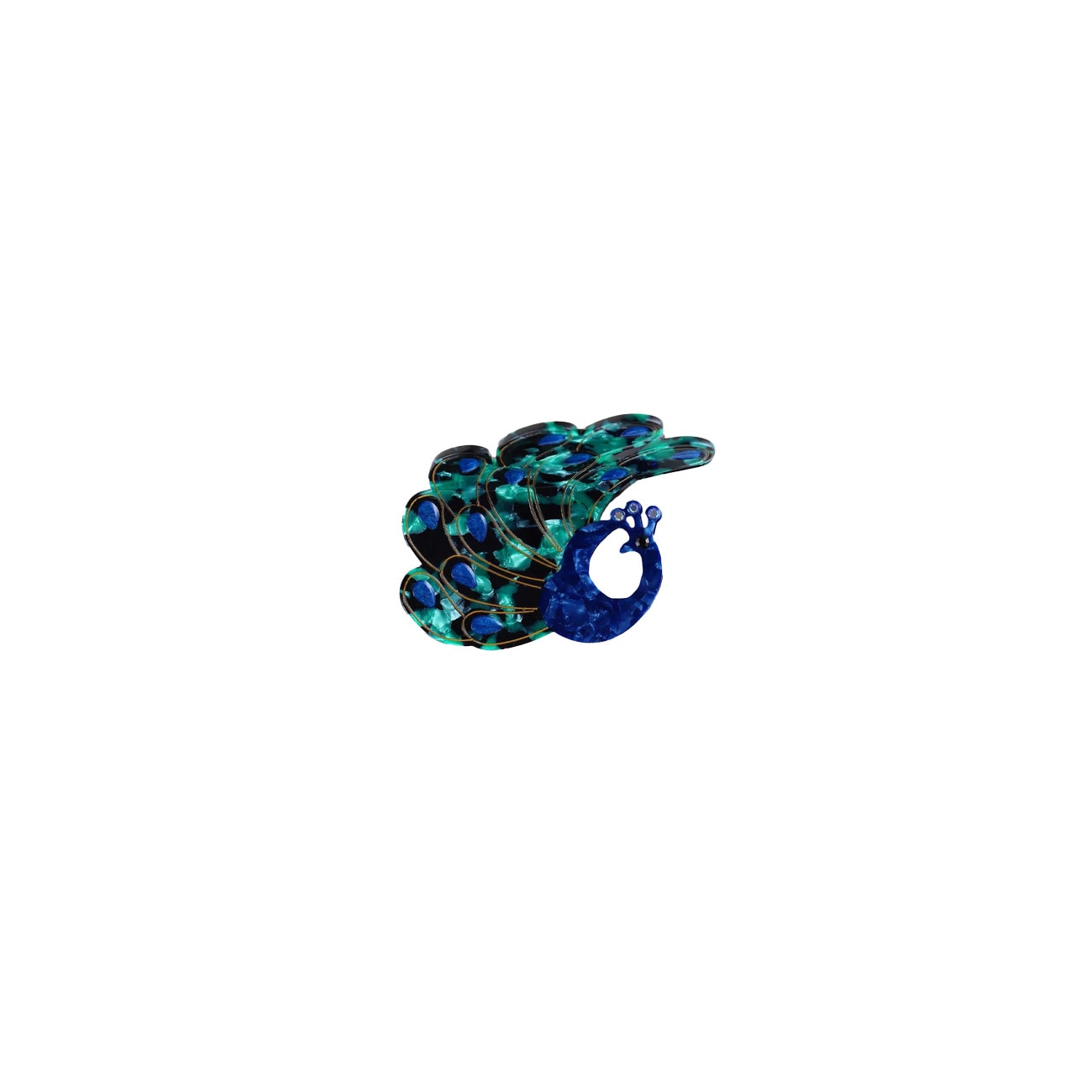 Mini Påfugl Hårklemme - Blå/Grøn (FORUDBESTILLING)