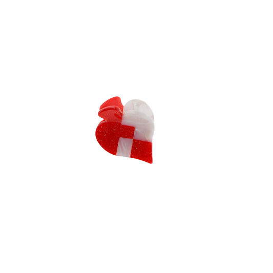Mini Julehjerte Hårklemme - Hvid/Rød