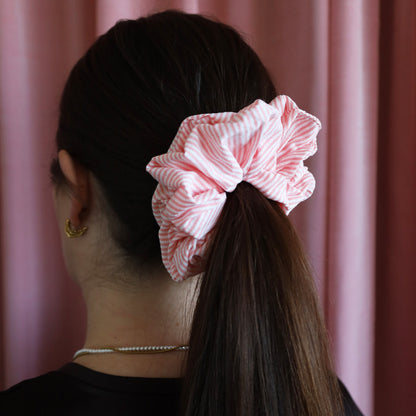 Isabella Scrunchie - Rosa/Hvid Strib