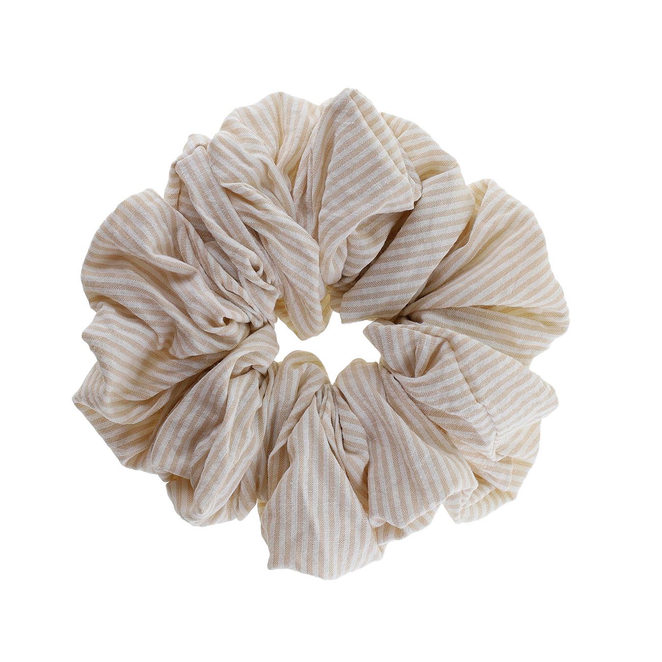 Isabella Scrunchie - Beige/Hvid Strib