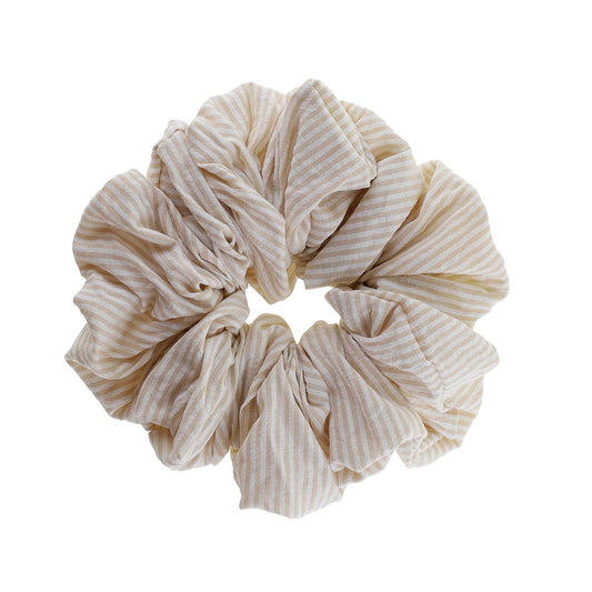 Isabella Scrunchie - Beige/Hvid Strib