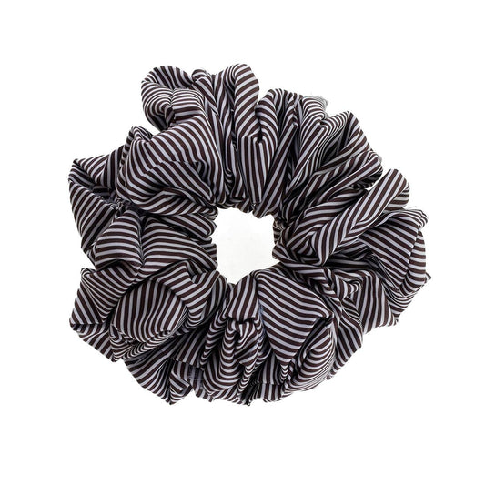 Isabella Scrunchie - Chokoladebrun/Hvid Strib (FORUDBESTILLING)