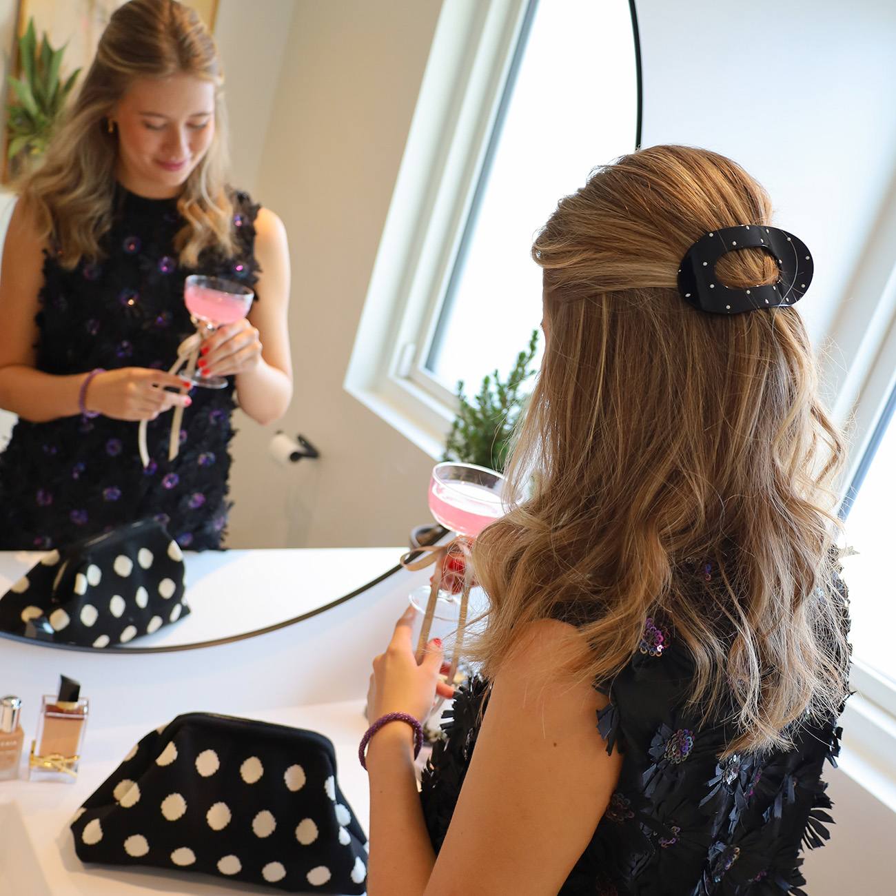 Eva Hårklemme - Mellem - Sort/Hvid Prikker