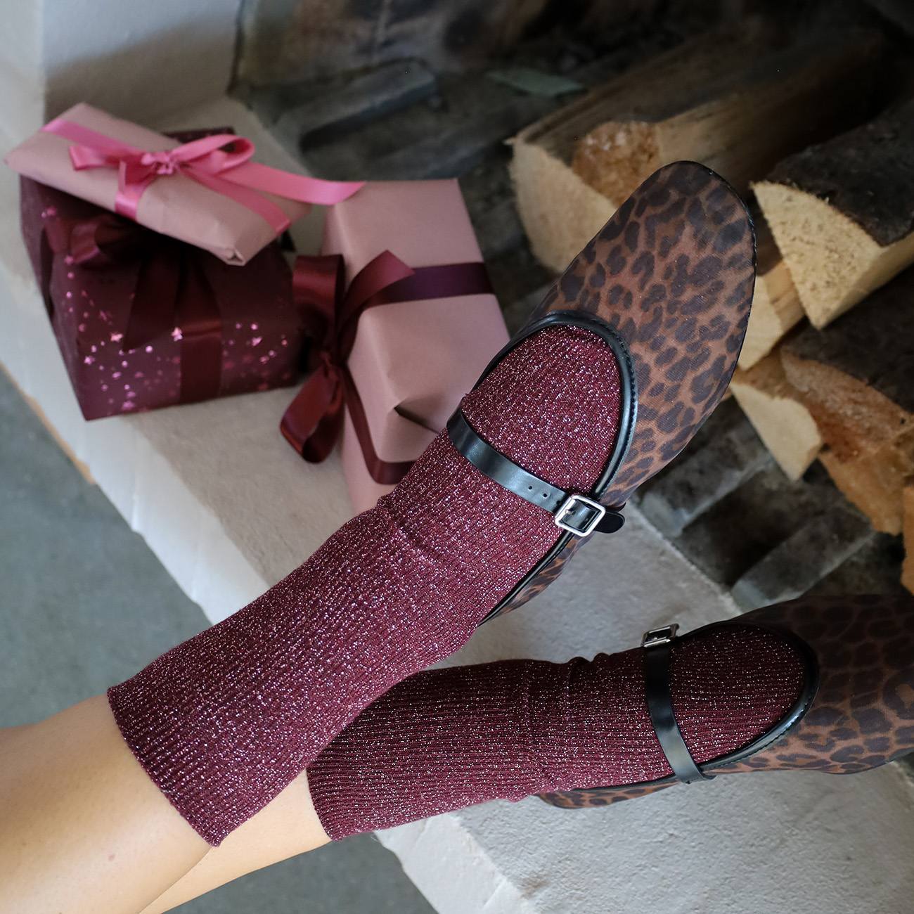 Strømper - Onesize - Glimmer Bordeaux