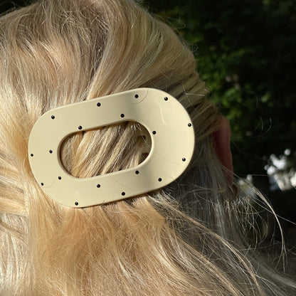 Eva Hårklemme - Mellem - Creme/Sort Prikker