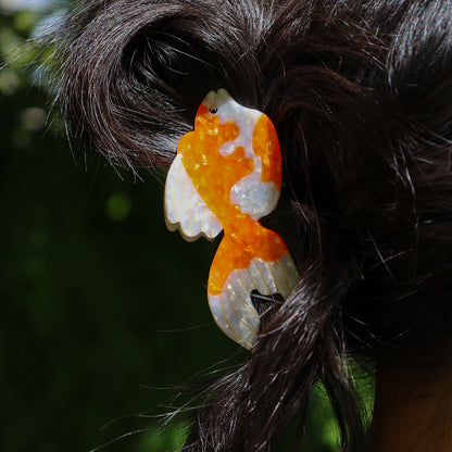 Slørhale Hårklemme - Orange/Hvid